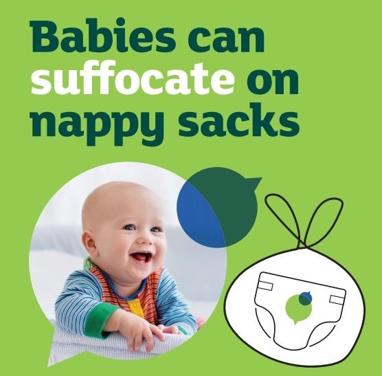 Babies can suffocate on nappy sacks - leaflet